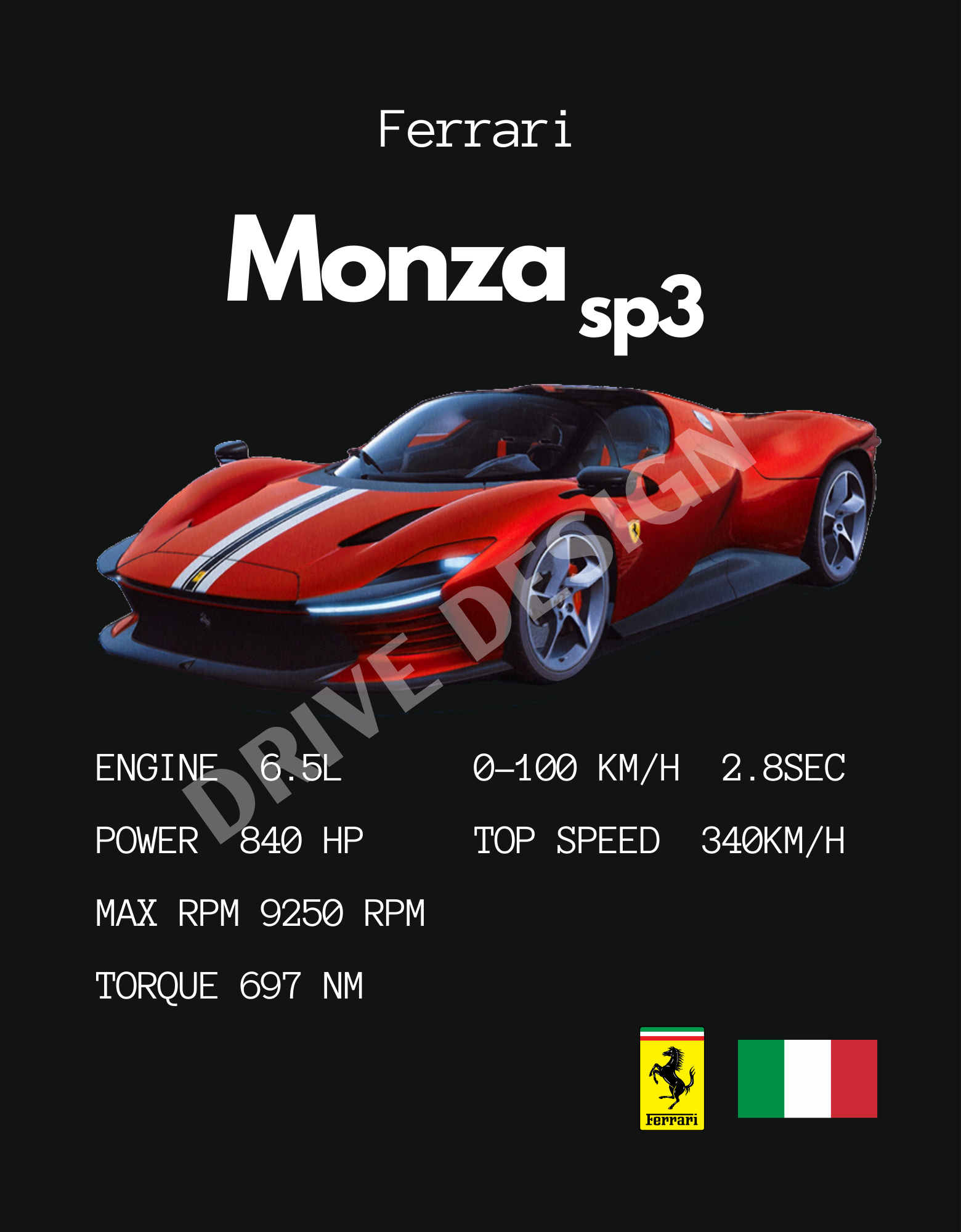 Affiche d'une Ferrari Monza SP3