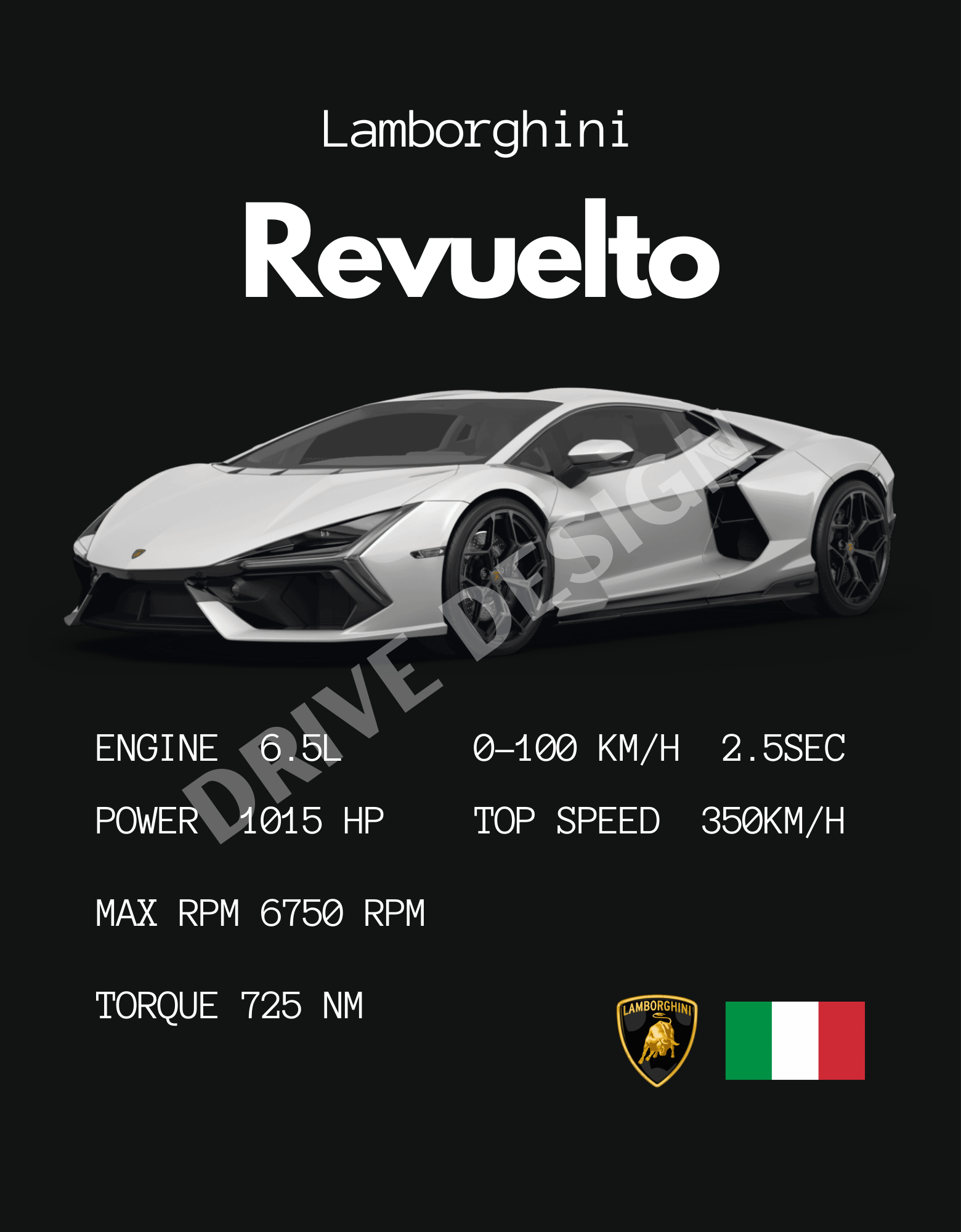 Affiche d'une Lamborghini Revuelto