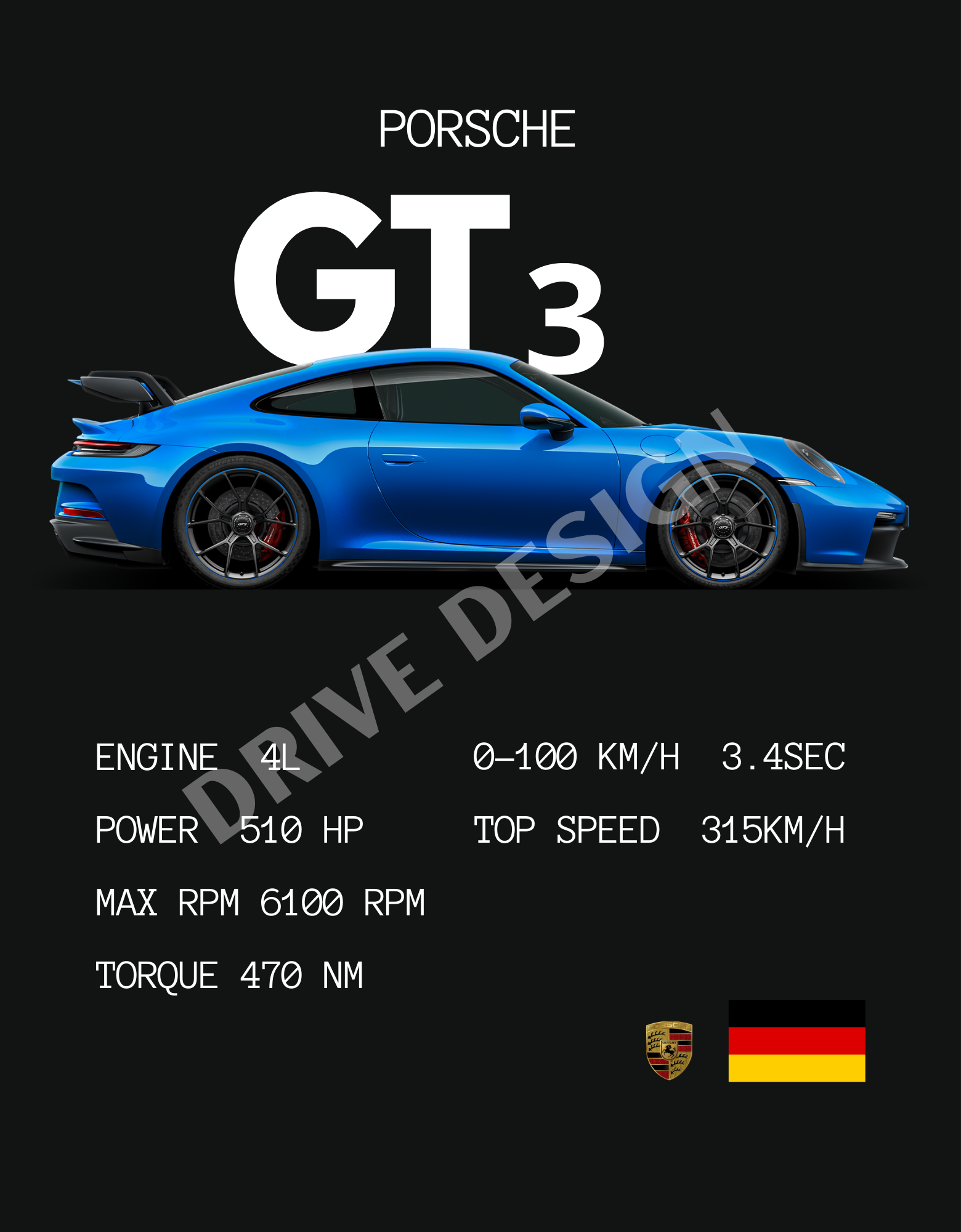 Affiche d'une Porsche GT3